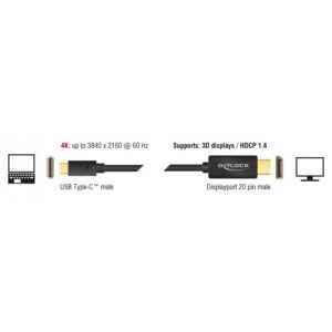 DELOCK καλώδιο USB-C σε DisplayPort 85255, DP Alt Mode, 4K, 1m, μαύρο | eLabstore.gr DELOCK καλώδιο USB-C σε DisplayPort 85255, DP Alt Mode, 4K, 1m, μαύρο | Καλώδια - Αντάπτορες | elabstore.gr