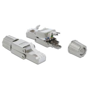 DELOCK βύσμα RJ45 CAT 6A STP 86477, tool-free, ασημί | Καλώδια - Αντάπτορες | elabstore.gr