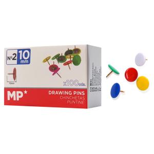 MP χρωματιστές πινέζες PA485C-S, μεταλλικές, 10mm, 100τμχ | Αναλώσιμα - Είδη Γραφείου | elabstore.gr