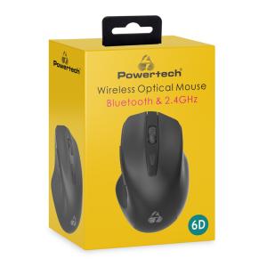 POWERTECH ασύρματο ποντίκι PT-1250, 2.4GHz & Bluetooth, 1600DPI, μαύρο | Συνοδευτικά PC | elabstore.gr