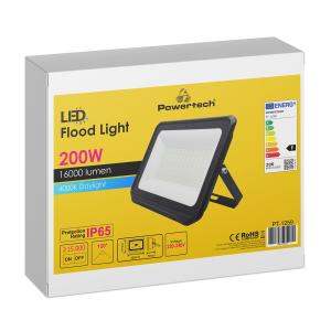POWERTECH LED προβολέας PT-1259, 200W, 4000K, 16000lm, IP65 | Φωτισμός | elabstore.gr