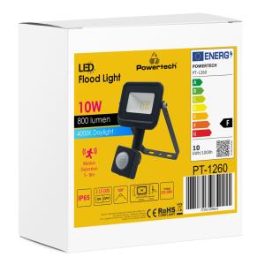 POWERTECH LED προβολέας PT-1260, με αισθητήρα κίνησης, 10W, 4000K, IP65 | Φωτισμός | elabstore.gr
