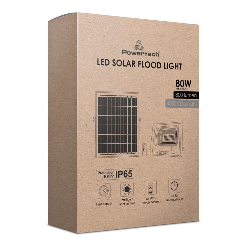 POWERTECH LED ηλιακός προβολέας PT-1267, 80W, 4000K, 800lm, 10000mA, IP65 | eLabstore.gr POWERTECH LED ηλιακός προβολέας PT-1267, 80W, 4000K, 800lm, 10000mA, IP65 | Φωτισμός | elabstore.gr