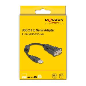 DELOCK αντάπορας USB σε RS-232 64276, 460.8Kbps, 0.25m, μαύρος | Καλώδια - Αντάπτορες | elabstore.gr