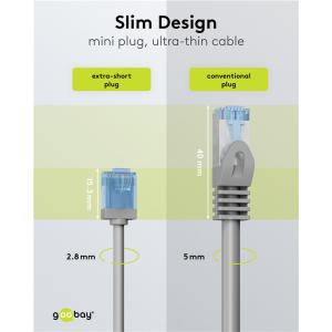 GOOBAY καλώδιο δικτύου 74224, CAT 6A U/UTP, slim, copper, 10Gbps, 3m, γκρι | Καλώδια - Αντάπτορες | elabstore.gr