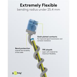 GOOBAY καλώδιο δικτύου 74224, CAT 6A U/UTP, slim, copper, 10Gbps, 3m, γκρι | Καλώδια - Αντάπτορες | elabstore.gr
