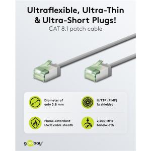 GOOBAY καλώδιο δικτύου 74345, CAT 8.1 U/FTP, slim, copper, 40Gbps, 0.50m, γκρι | Καλώδια - Αντάπτορες | elabstore.gr