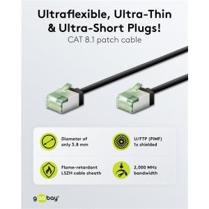 GOOBAY καλώδιο δικτύου 74354, CAT 8.1 U/FTP, slim, copper, 40Gbps, 2m, μαύρο | Καλώδια - Αντάπτορες | elabstore.gr