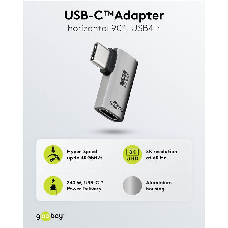 GOOBAY αντάπτορας USB-C 74441, γωνιακός 90°, USB4, 240W, 40Gbps, 8K, γκρι | eLabstore.gr GOOBAY αντάπτορας USB-C 74441, γωνιακός 90°, USB4, 240W, 40Gbps, 8K, γκρι | Καλώδια - Αντάπτορες | elabstore.gr