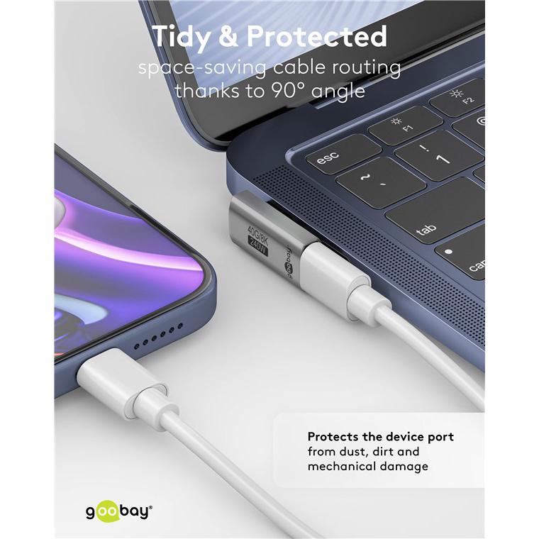 GOOBAY αντάπτορας USB-C 74443, γωνιακός 90°, USB4, 240W, 40Gbps, 8K, γκρι | eLabstore.gr GOOBAY αντάπτορας USB-C 74443, γωνιακός 90°, USB4, 240W, 40Gbps, 8K, γκρι | Καλώδια - Αντάπτορες | elabstore.gr