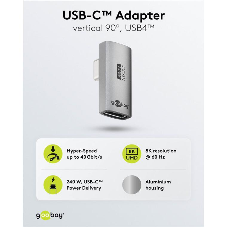 GOOBAY αντάπτορας USB-C 74443, γωνιακός 90°, USB4, 240W, 40Gbps, 8K, γκρι | eLabstore.gr GOOBAY αντάπτορας USB-C 74443, γωνιακός 90°, USB4, 240W, 40Gbps, 8K, γκρι | Καλώδια - Αντάπτορες | elabstore.gr