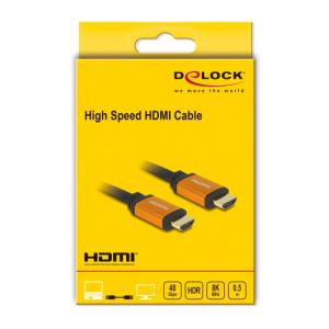 DELOCK καλώδιο HDMI 85726, 8K/60Hz, 48 Gbps, eARC, HDR, 0.50m, μαύρο | Καλώδια - Αντάπτορες | elabstore.gr