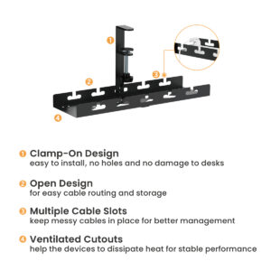 BRATECK cable management γραφείου CC11-10-1, μεταλλικό, 40x12.9x19cm, μαύρο | Αναλώσιμα - Είδη Γραφείου | elabstore.gr