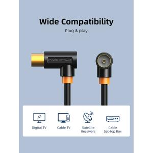 CABLETIME καλώδιο κεραίας CT-AV101-10, γωνιακό 90°, 75 Ohm, 1m, μαύρο | Καλώδια - Αντάπτορες | elabstore.gr