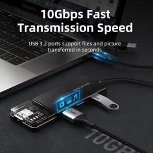 CABLETIME USB hub CT-HUBT5-PB, 4x θυρών, 10Gbps, USB/USB-C σύνδεση, μαύρο | Συνοδευτικά PC | elabstore.gr