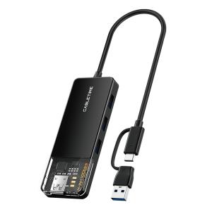 CABLETIME USB hub CT-HUBT5-PB, 4x θυρών, 10Gbps, USB/USB-C σύνδεση, μαύρο | Συνοδευτικά PC | elabstore.gr