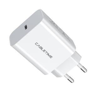 CABLETIME φορτιστής τοίχου CT-PD181-UW2, USB-C, 18W PD, λευκός | Αξεσουάρ κινητών | elabstore.gr