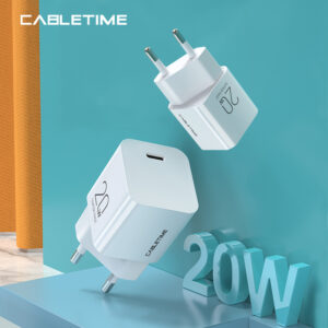 CABLETIME φορτιστής τοίχου CT-PD201-UW, USB-C, 20W PD, λευκός | Αξεσουάρ κινητών | elabstore.gr