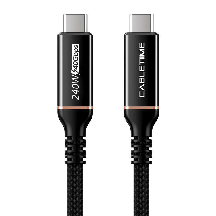 CABLETIME καλώδιο USB-C σε USB-C CT-USB4, 240W, 40Gbps, 8K/60Hz, USB4, 1m, μαύρο | eLabstore.gr CABLETIME καλώδιο USB-C σε USB-C CT-USB4, 240W, 40Gbps, 8K/60Hz, USB4, 1m, μαύρο | Καλώδια - Αντάπτορες | elabstore.gr