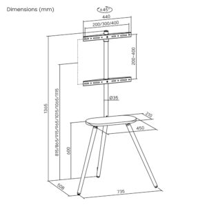 BRATECK βάση δαπέδου FS28-44F-04 για τηλεόραση 43-65" έως 35kg, με ράφι | eLabstore.gr