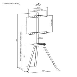 BRATECK βάση δαπέδου FS35-44F-02 για τηλεόραση 45-65" έως 40kg, με ράφι | eLabstore.gr