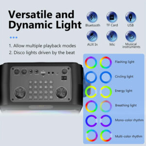JYX φορητό ηχείο T19-T με 2x μικρόφωνα, 18W, 3000mah, LED, μαύρο | Εικόνα & Ήχος | elabstore.gr
