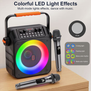 JYX φορητό ηχείο T21-T με 2x μικρόφωνα, 18W, 3000mah, LED, μαύρο | Εικόνα & Ήχος | elabstore.gr