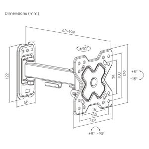 POWERTECH επιτοίχια βάση PT-1277 για τηλεόραση 13-32", full motion, 20kg | Εικόνα & Ήχος | elabstore.gr