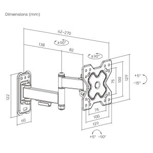 POWERTECH επιτοίχια βάση PT-1278 για τηλεόραση 13-32", full motion, 20kg | Εικόνα & Ήχος | elabstore.gr