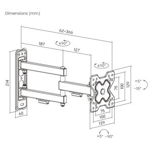 POWERTECH επιτοίχια βάση PT-1279 για τηλεόραση 13-32", full motion, 20kg | Εικόνα & Ήχος | elabstore.gr