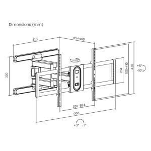 POWERTECH επιτοίχια βάση PT-1280 για τηλεόραση 43-100", full motion, 60kg | Εικόνα & Ήχος | elabstore.gr
