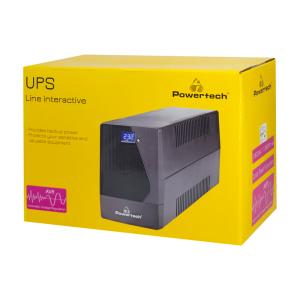 POWERTECH UPS Line Interactive PT-1800LCD με οθόνη, 1800VA, 1080W, 4x Schuko, 2x RJ45/RJ11, USB Type B | Τροφοδοσία Ρεύματος | elabstore.gr
