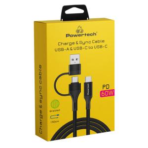 POWERTECH καλώδιο USB & USB-C σε USB-C PTR-0158, PD 60W, copper, 1.5m, μαύρο | eLabstore.gr POWERTECH καλώδιο USB & USB-C σε USB-C PTR-0158, PD 60W, copper, 1.5m, μαύρο | Καλώδια - Αντάπτορες | elabstore.gr