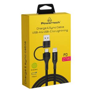 POWERTECH καλώδιο USB & USB-C σε Lightning PTR-0159, PD 27W, copper, 1.5m, μαύρο | eLabstore.gr POWERTECH καλώδιο USB & USB-C σε Lightning PTR-0159, PD 27W, copper, 1.5m, μαύρο | Καλώδια - Αντάπτορες | elabstore.gr