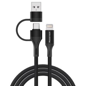 POWERTECH καλώδιο USB & USB-C σε Lightning PTR-0159, PD 27W, copper, 1.5m, μαύρο | Καλώδια - Αντάπτορες | elabstore.gr