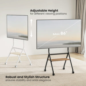 BRATECK βάση δαπέδου TTF13E-46FW για τηλεόραση 37-86" έως 80kg, με ράφι & ροδάκια | Εικόνα & Ήχος | elabstore.gr