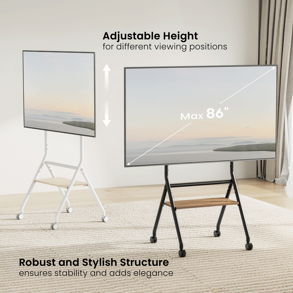 BRATECK βάση δαπέδου TTF13E-46FW για τηλεόραση 37-86" έως 80kg, με ράφι & ροδάκια | eLabstore.gr BRATECK βάση δαπέδου TTF13E-46FW για τηλεόραση 37-86" έως 80kg, με ράφι & ροδάκια | Εικόνα & Ήχος | elabstore.gr