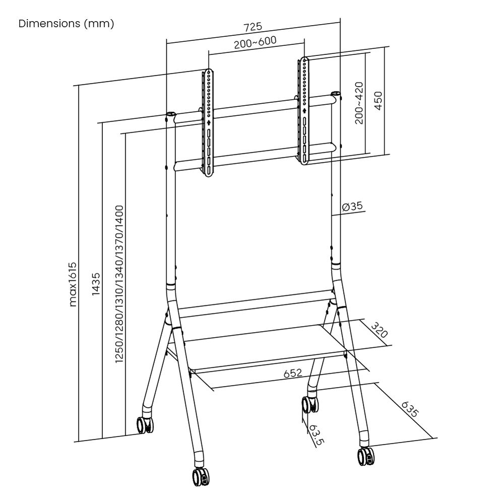 BRATECK βάση δαπέδου TTF13E-46FW για τηλεόραση 37-86" έως 80kg, με ράφι & ροδάκια | eLabstore.gr BRATECK βάση δαπέδου TTF13E-46FW για τηλεόραση 37-86" έως 80kg, με ράφι & ροδάκια | Εικόνα & Ήχος | elabstore.gr