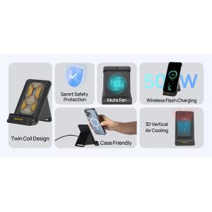 ULEFONE ασύρματος φορτιστής & βάση smartphone WCS01, 50W, μαύρος | Αξεσουάρ κινητών | elabstore.gr