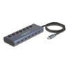 DELOCK USB-C hub 63410 με διακόπτες, 7x θυρών, 5Gbps, 20W, USB-C σύνδεση, μπλε | Συνοδευτικά PC | elabstore.gr