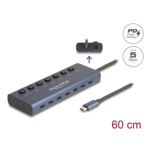 DELOCK USB-C hub 63410 με διακόπτες, 7x θυρών, 5Gbps, 20W, USB-C σύνδεση, μπλε | Συνοδευτικά PC | elabstore.gr