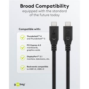 GOOBAY καλώδιο USB-C 74196, USB4, 100W, 20Gbps, 4K/60Hz, 1.5m, μαύρο | Καλώδια - Αντάπτορες | elabstore.gr