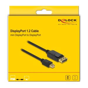 DELOCK καλώδιο mini DisplayPort σε DisplayPort 82698, 4K/60Hz, 21.6 Gbps, 1m, μαύρο | Καλώδια - Αντάπτορες | elabstore.gr