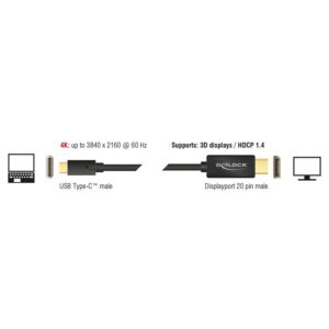 DELOCK καλώδιο USB-C σε DisplayPort 85257, DP Alt Mode, 4K/60Hz, 3m, μαύρο | eLabstore.gr DELOCK καλώδιο USB-C σε DisplayPort 85257, DP Alt Mode, 4K/60Hz, 3m, μαύρο | Καλώδια - Αντάπτορες | elabstore.gr