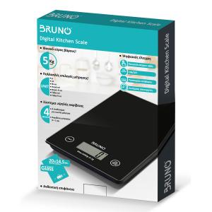 BRUNO BRN-0208 Ψηφιακή Ζυγαριά Κουζίνας 1gr/5kg "Scale in Black" | eLabstore.gr