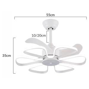 POWERTECH ανεμιστήρας οροφής HLL-0173 με LED φως, 96W, Φ55x35cm, λευκός | Φωτισμός | elabstore.gr