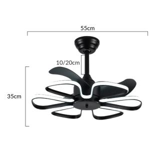POWERTECH ανεμιστήρας οροφής HLL-0174 με LED φως, 96W, Φ55x35cm, μαύρος | Φωτισμός | elabstore.gr