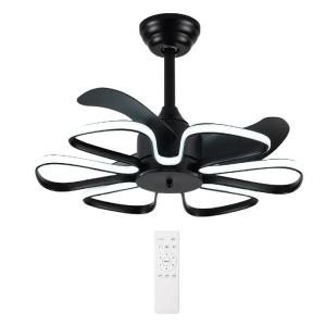 POWERTECH ανεμιστήρας οροφής HLL-0174 με LED φως, 96W, Φ55x35cm, μαύρος | Φωτισμός | elabstore.gr