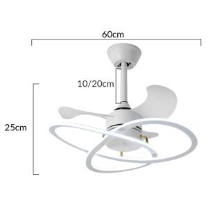 POWERTECH ανεμιστήρας οροφής HLL-0175 με LED φως, 96W, Φ60x25cm, λευκός | Φωτισμός | elabstore.gr