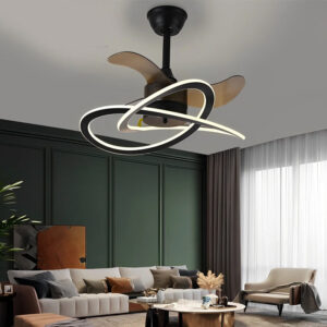 POWERTECH ανεμιστήρας οροφής HLL-0176 με LED φως, 96W, Φ60x25cm, μαύρος | Φωτισμός | elabstore.gr